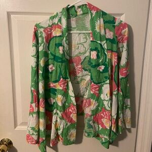 Lilly Pulitzer Green and Pink Floral Top